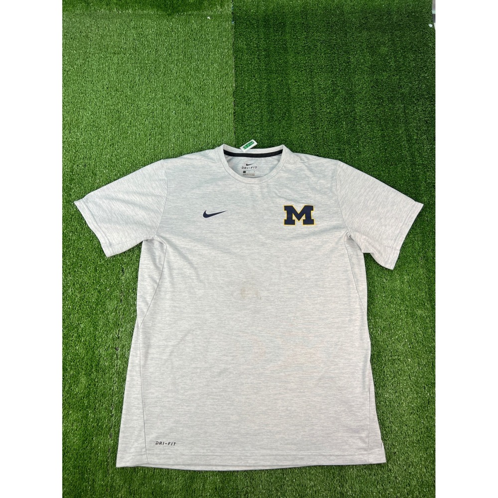 Nike Michigan Wolverines Dri-FIT Gray Heather T-Shirt Mens Large NCAA Training